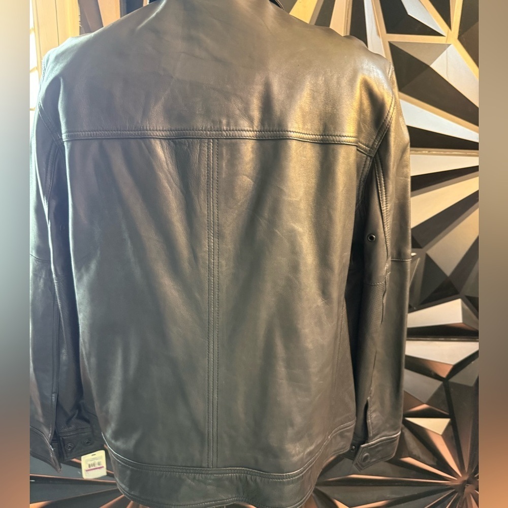 NWT Marc New York Men's XXL Black Perforated Leather Moto Jacket - Picture 4 of 5